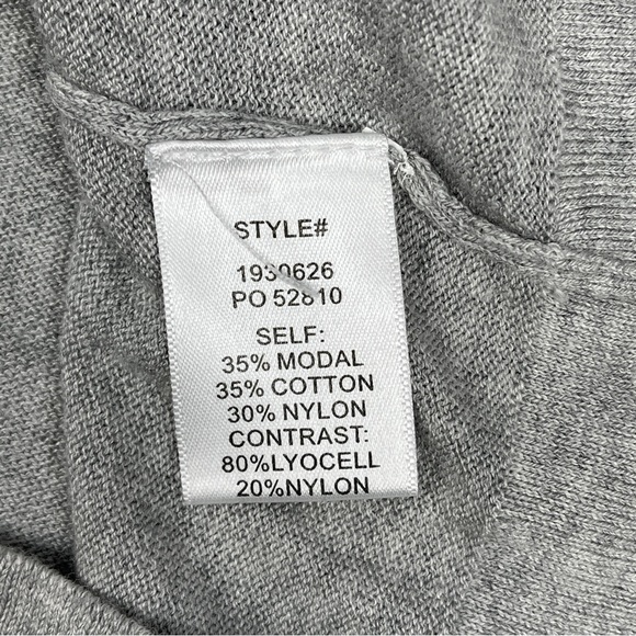 CURRENT AIR gray knit top with floral lightweight balloon sleeves, size S - Picture 13 of 16